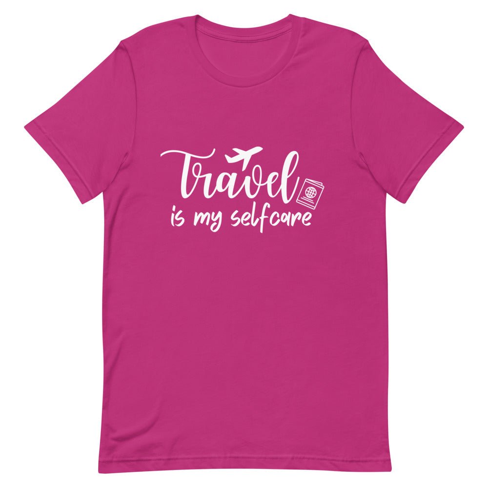 Travel is My Selfcare White Print T - Shirt - Her Pink PassportBerry