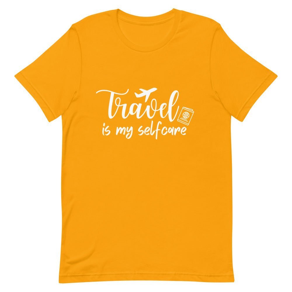 Travel is My Selfcare White Print T - Shirt - Her Pink PassportGold