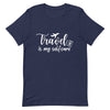 Travel is My Selfcare White Print T - Shirt - Her Pink PassportNavy