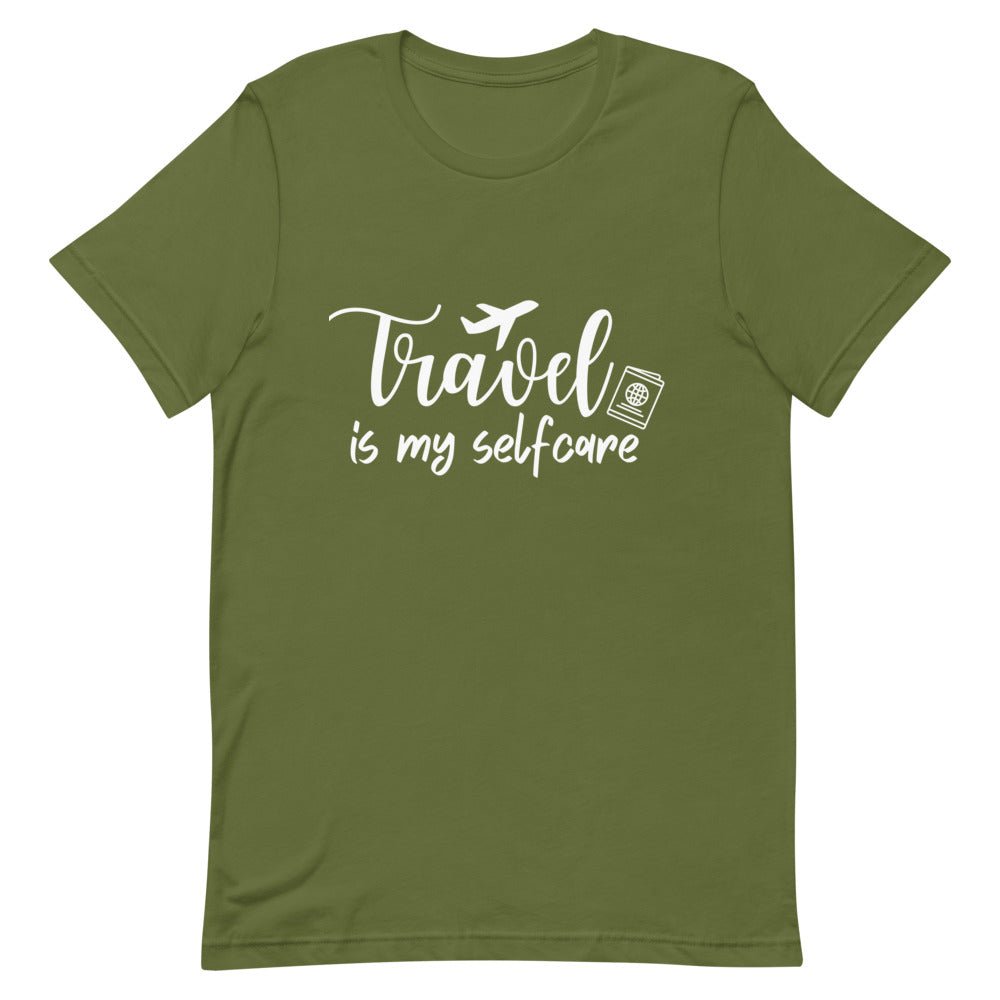 Travel is My Selfcare White Print T - Shirt - Her Pink PassportOlive