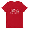 Travel is My Selfcare White Print T - Shirt - Her Pink PassportRed