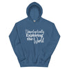 Unapologetically Exploring the World Unisex Hoodie - Her Pink PassportIndigo Blue