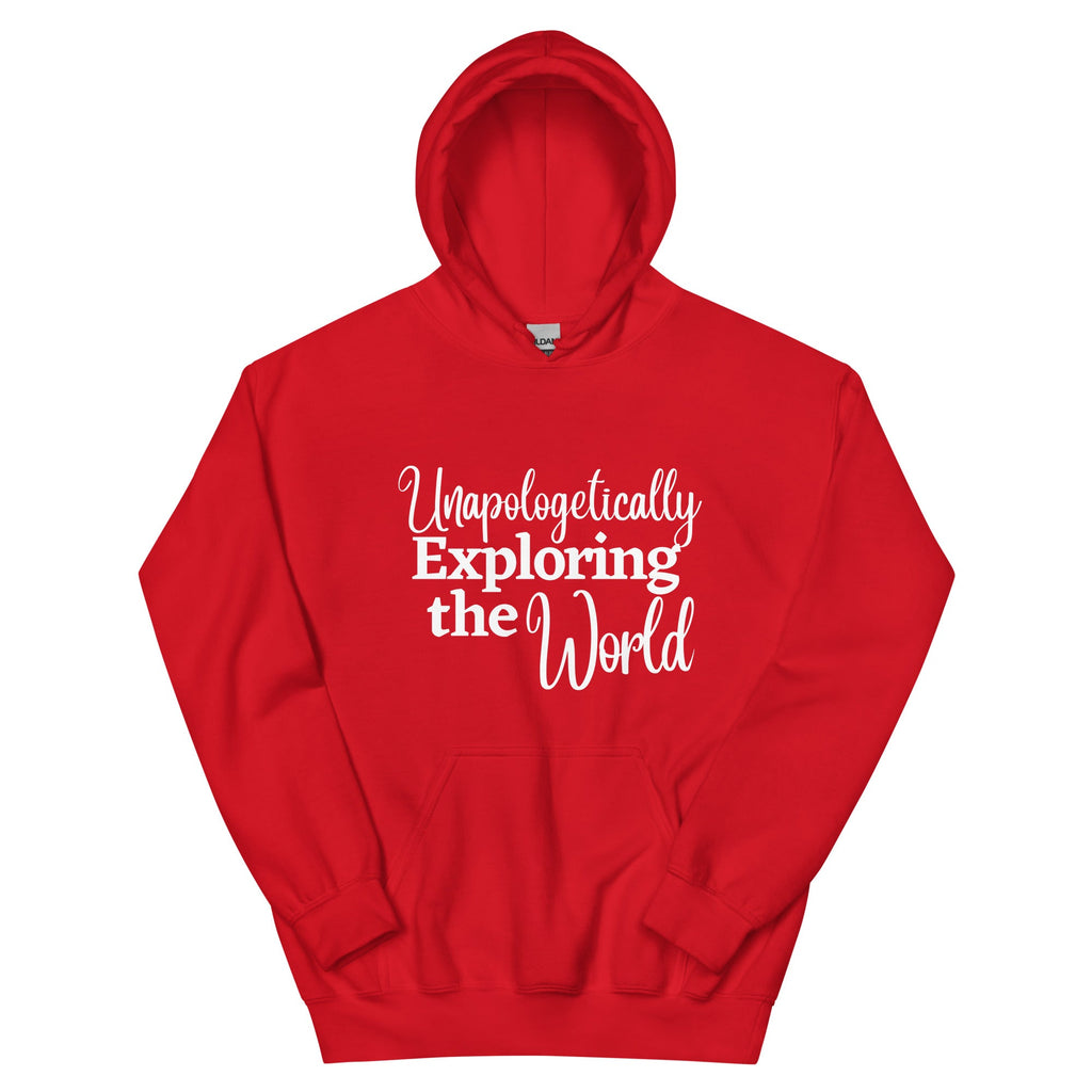 Unapologetically Exploring the World Unisex Hoodie - Her Pink PassportRed