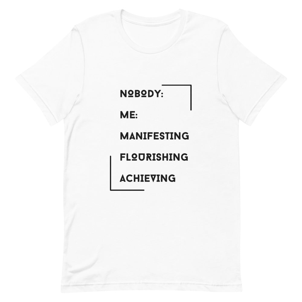 SALE: Manifesting and Flourishing White Print T-Shirt