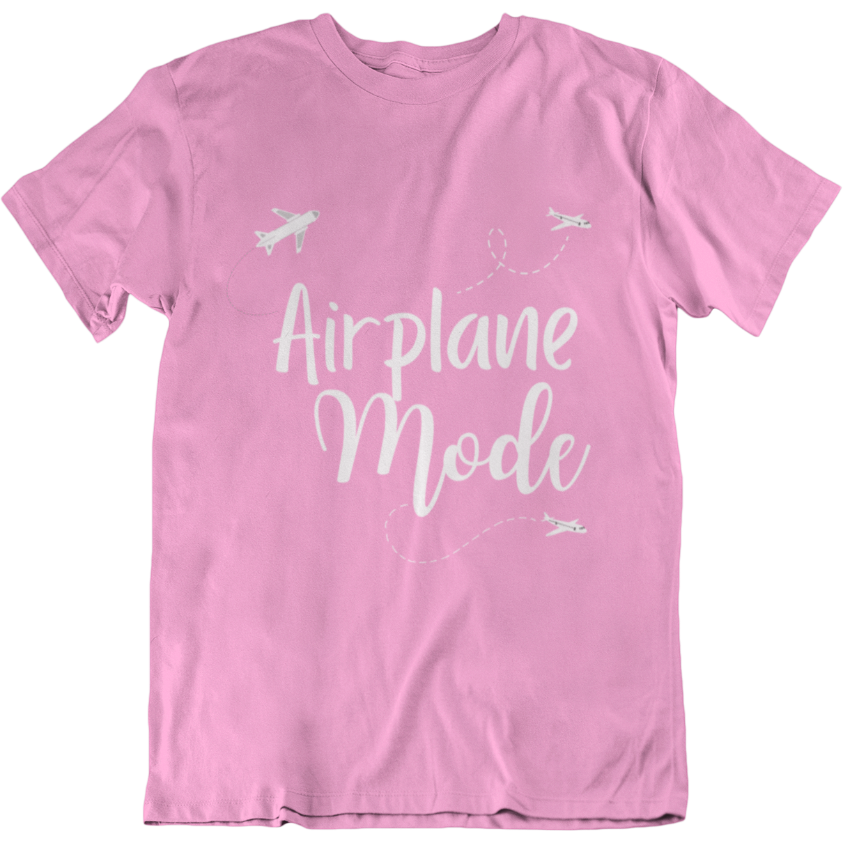 Airplane Mode White Print T-Shirt