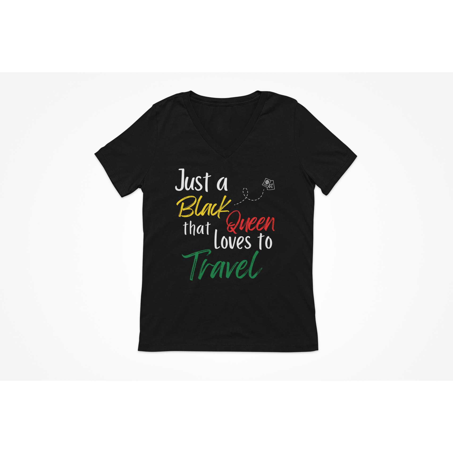 Just a Black Queen that Loves to Travel V-Neck T-Shirt