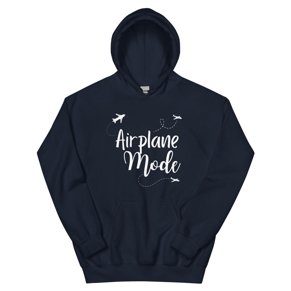 Airplane Mode White Print Hoodie