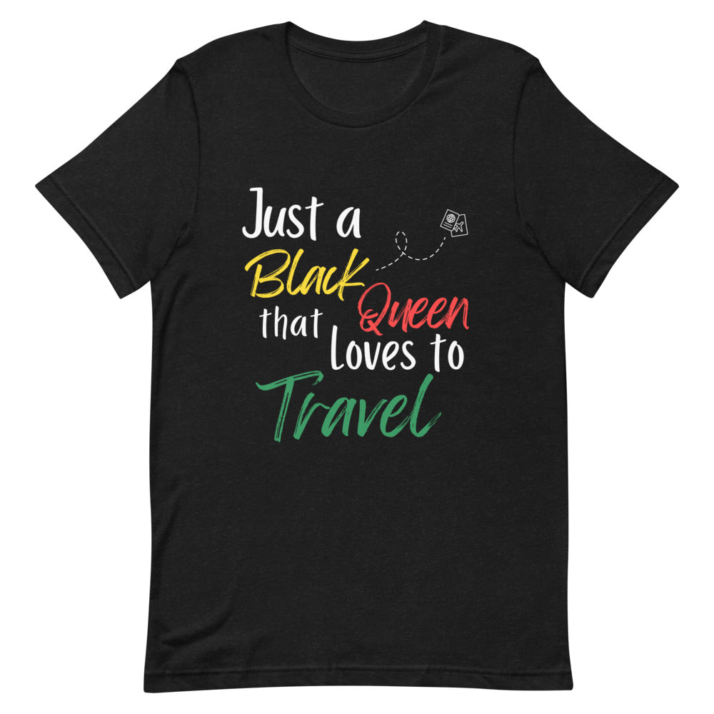 Just a Black Queen that Loves to Travel T-Shirt + Travel is My Selfcare White Print T-Shirt