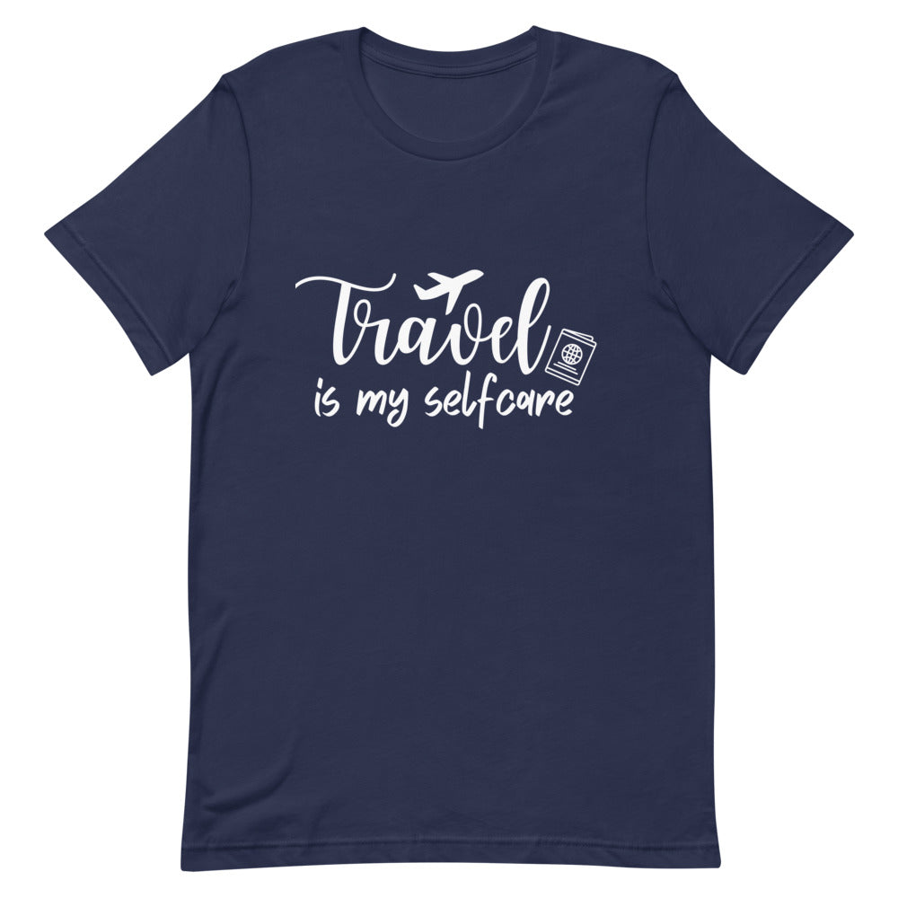 Travel is My Selfcare White Print T-Shirt