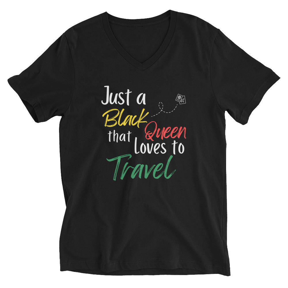 Just a Black Queen that Loves to Travel V-Neck T-Shirt